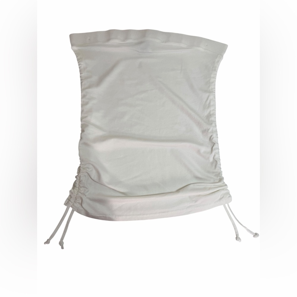 Vintage y2k White Strapless Ruched Tube Top Minimalist Simple Summer Basic